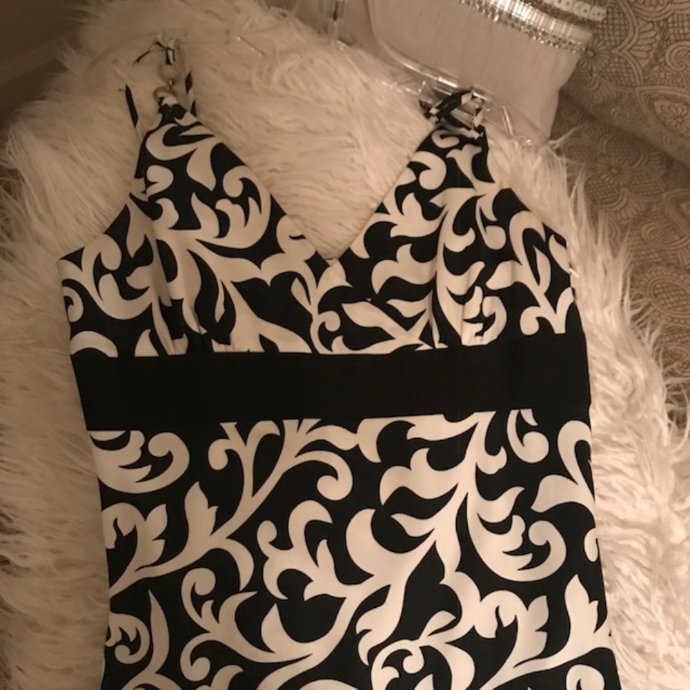 Ann Taylor Navy and White Dress Size 6 - Picture 3 of 4